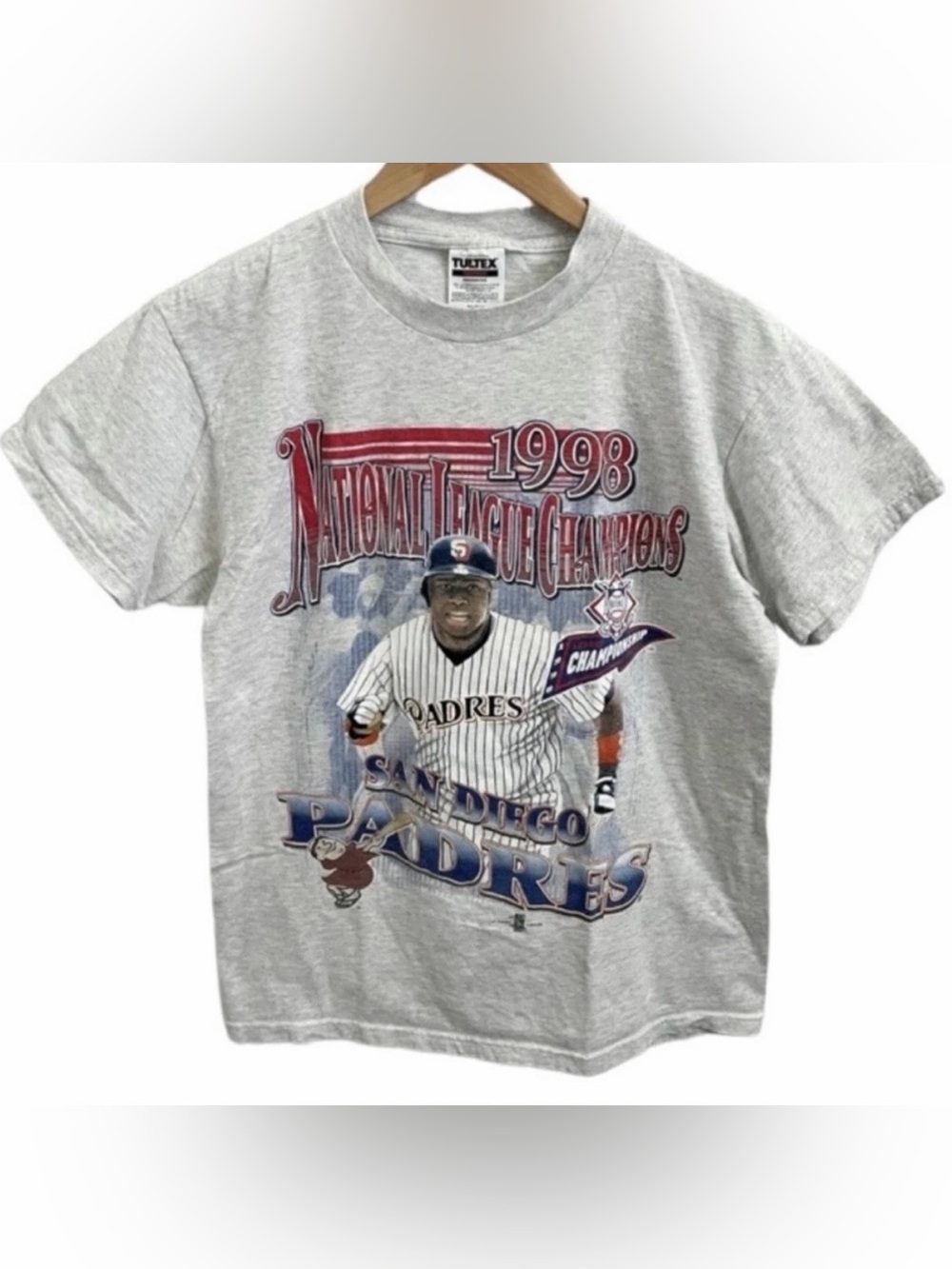 Vintage 1998 Padres NL Champions Tony Gwynn MLB T Shirt Size M